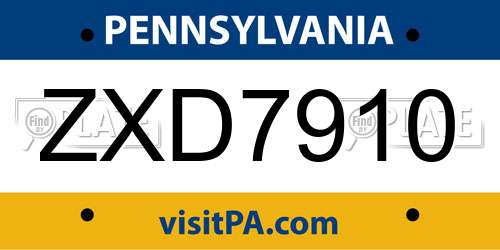 ZXD7910 Pennsylvania License Plate