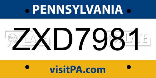 ZXD7981 Pennsylvania License Plate