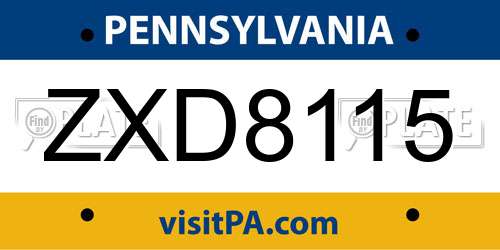 ZXD8115 Pennsylvania License Plate