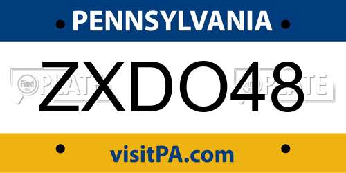 ZXDO48 Pennsylvania License Plate