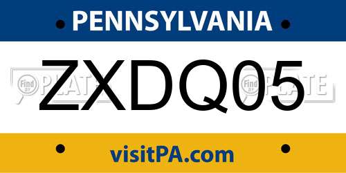 ZXDQ05 Pennsylvania License Plate