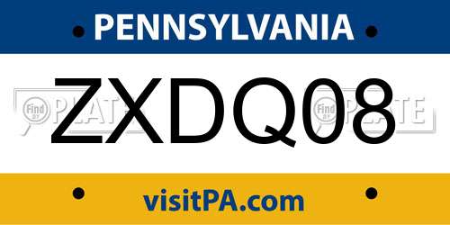 ZXDQ08 Pennsylvania License Plate