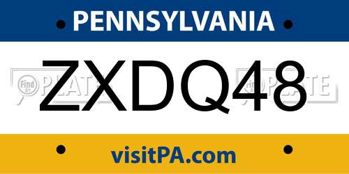 ZXDQ48 Pennsylvania License Plate
