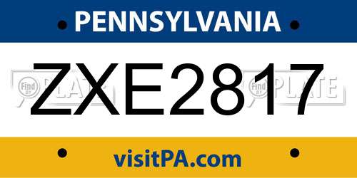 ZXE2817 Pennsylvania License Plate