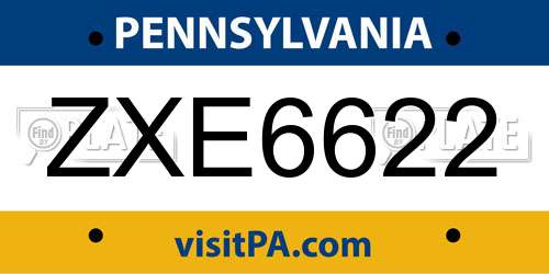 ZXE6622 Pennsylvania License Plate