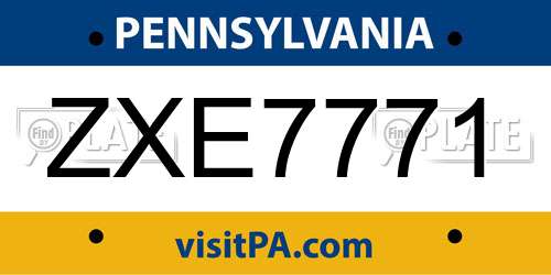 ZXE7771 Pennsylvania License Plate