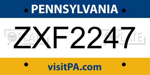 ZXF2247 Pennsylvania License Plate