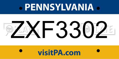 ZXF3302 Pennsylvania License Plate