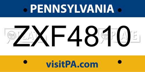 ZXF4810 Pennsylvania License Plate