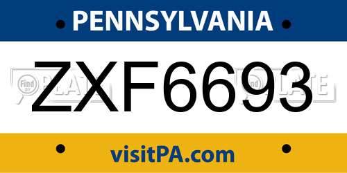 ZXF6693 Pennsylvania License Plate