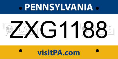 ZXG1188 Pennsylvania License Plate
