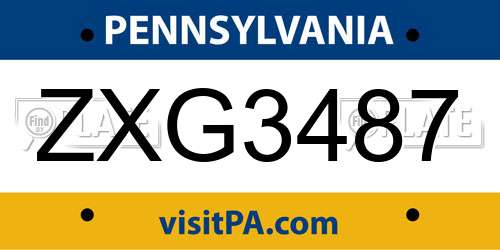 ZXG3487 Pennsylvania License Plate