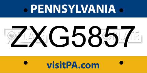 ZXG5857 Pennsylvania License Plate