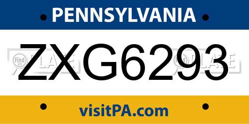 ZXG6293 Pennsylvania License Plate