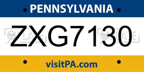 ZXG7130 Pennsylvania License Plate