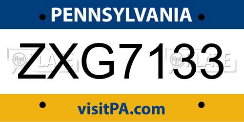 ZXG7133 Pennsylvania License Plate