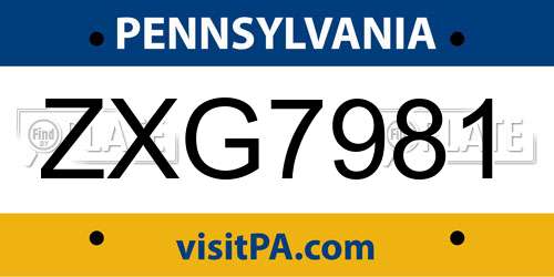 ZXG7981 Pennsylvania License Plate