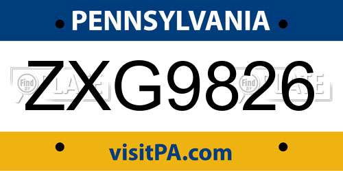 ZXG9826 Pennsylvania License Plate