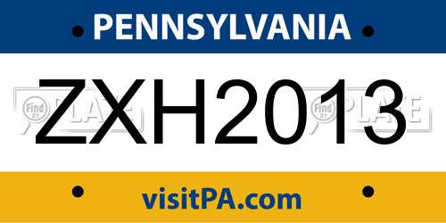 ZXH2013 Pennsylvania License Plate