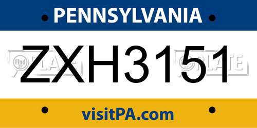 ZXH3151 Pennsylvania License Plate