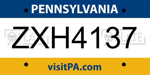 ZXH4137 Pennsylvania License Plate