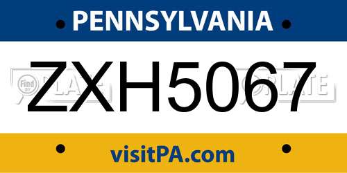 ZXH5067 Pennsylvania License Plate