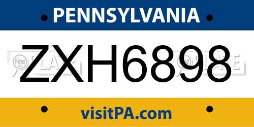 ZXH6898 Pennsylvania License Plate