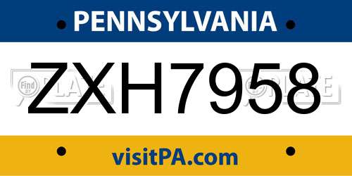 ZXH7958 Pennsylvania License Plate