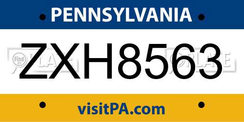 ZXH8563 Pennsylvania License Plate