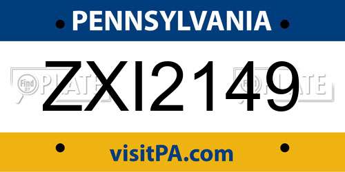 ZXI2149 Pennsylvania License Plate