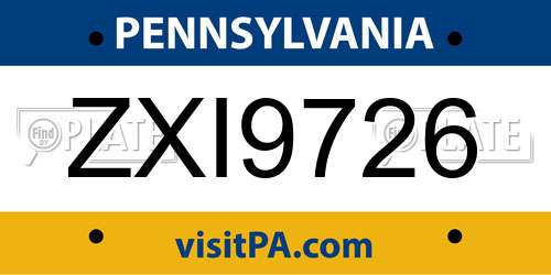 ZXI9726 Pennsylvania License Plate