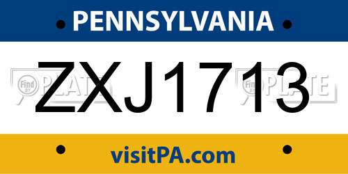 ZXJ1713 Pennsylvania License Plate