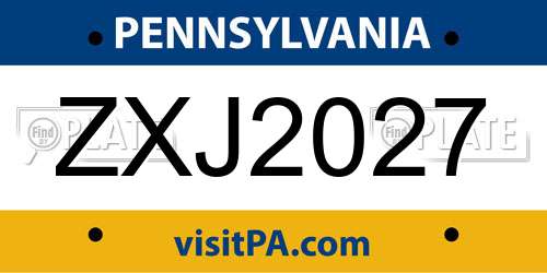 ZXJ2027 Pennsylvania License Plate