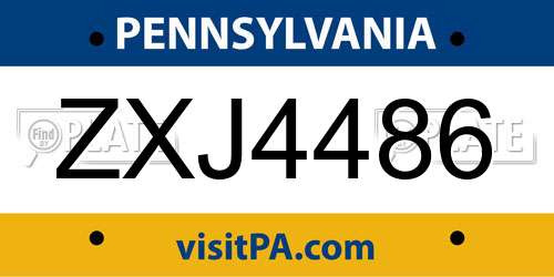 ZXJ4486 Pennsylvania License Plate