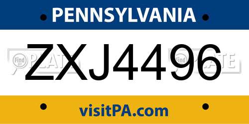 ZXJ4496 Pennsylvania License Plate