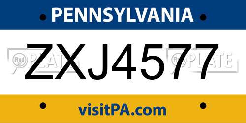 ZXJ4577 Pennsylvania License Plate