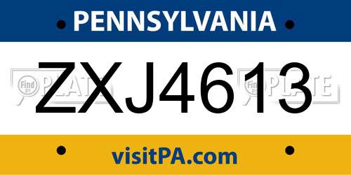 ZXJ4613 Pennsylvania License Plate