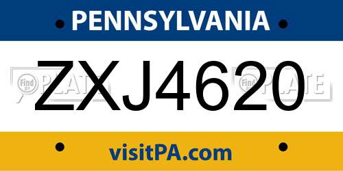 ZXJ4620 Pennsylvania License Plate