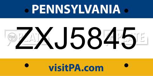ZXJ5845 Pennsylvania License Plate