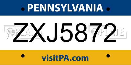 ZXJ5872 Pennsylvania License Plate