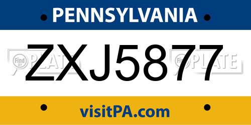 ZXJ5877 Pennsylvania License Plate