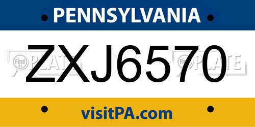 ZXJ6570 Pennsylvania License Plate