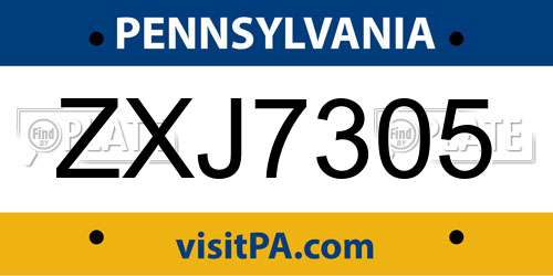 ZXJ7305 Pennsylvania License Plate