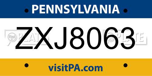 ZXJ8063 Pennsylvania License Plate