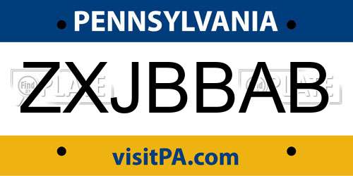 ZXJBBAB Pennsylvania License Plate