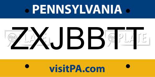 ZXJBBTT Pennsylvania License Plate