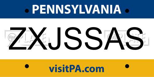 ZXJSSAS Pennsylvania License Plate