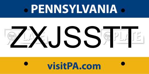 ZXJSSTT Pennsylvania License Plate