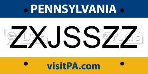 ZXJSSZZ Pennsylvania License Plate