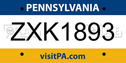 ZXK1893 Pennsylvania License Plate